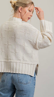 Cross Pattern Mock Neck Sweater