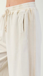 Rib Knit Side Inset Wide Leg Pants