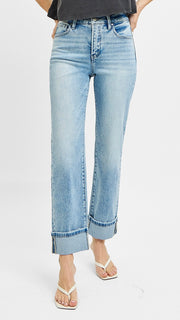 High Rise St Leg Crop Roll Jean