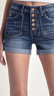 High Rise Patch Pkt Button Fly Shorts