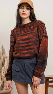 Varigated Yarn Bubble Sleeve Sweater