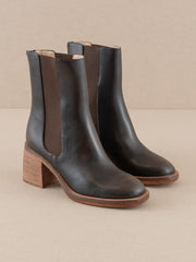 Worn Round Toe Block Heel Bootie