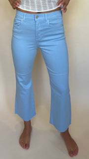 High Rise Colored Denim Kick Flare Jean