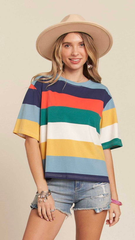 Multi-Color Wide Stripe Tee