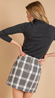 Soft Check Plaid Zip Back Skirt