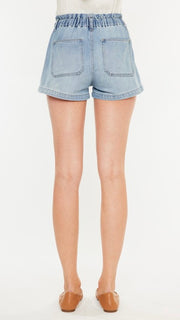 High Rise Paper Bag Tie Waist Shorts