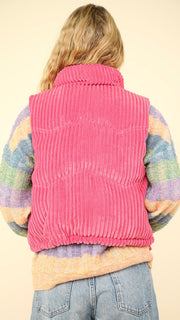 Cord Puff Vest w/Pockets