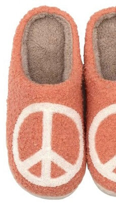 Peace Sign Fuzzy Slippers