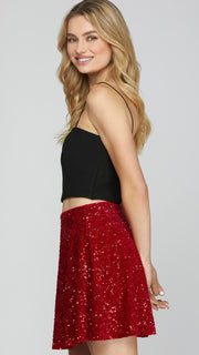 Flare Sequin Mini Skirt