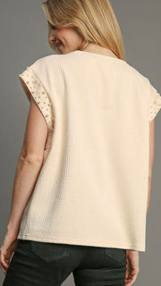 Pearl Trim Jacquard Knit Top