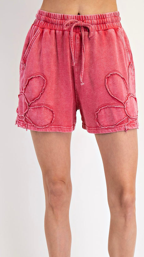 Daisy Applique Mineral Wash Shorts