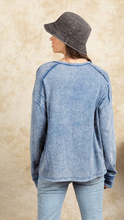 Mineral Raw Seams Terry Knit Top