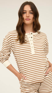 Stripe French Terry Wide Leg Pants