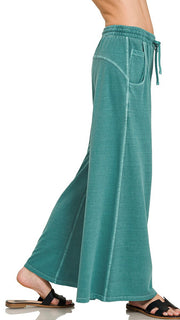 Enzyme Wash French Terry Wide Leg Pants 2