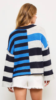 Blocked Stripe Wide Sleeve Sweater