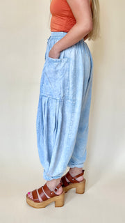 Washed Tencel Pleated Wide Leg Pants