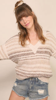 Soft Mix Stripe V-Neck Sweater