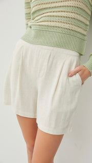 High Rise Linen Blend Shorts w/Pockets