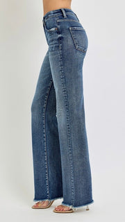 High Rise Tummy Control Long Fray Jean