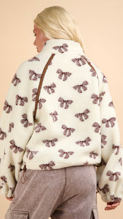 Betty Bow Print Sherpa Jacket