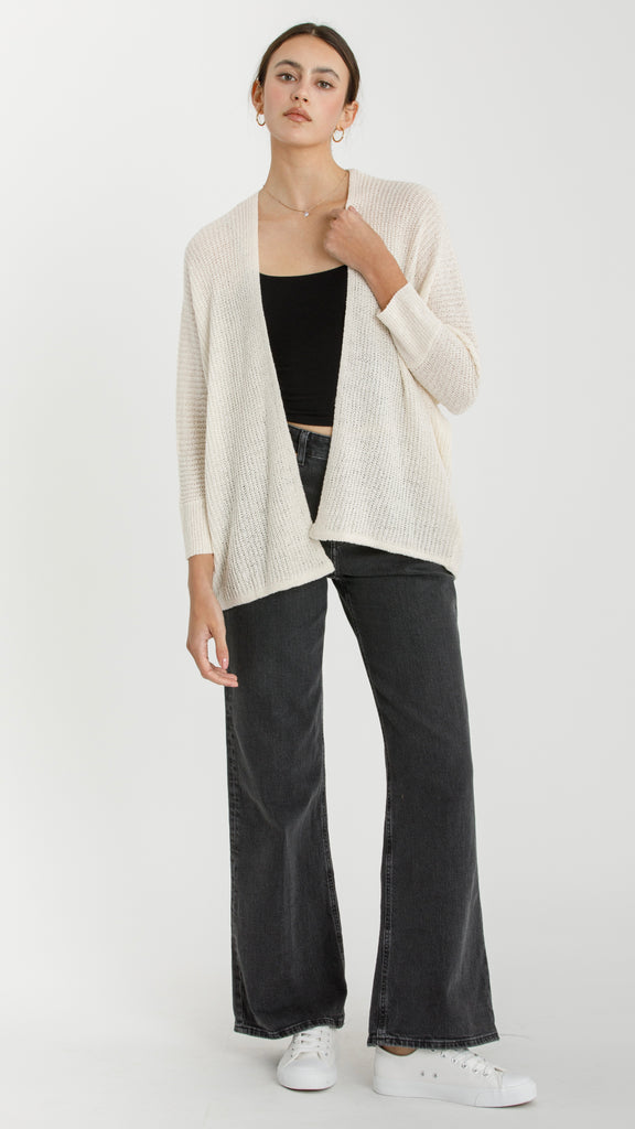 Solid Dolman 3/4 Sleeve Cardigan