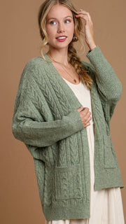 Cable Knit Drop Shoulder Cardigan