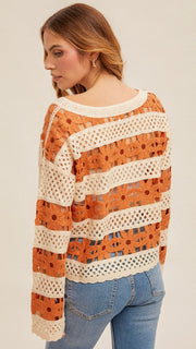 Daisy Crochet Colorblock Sweater