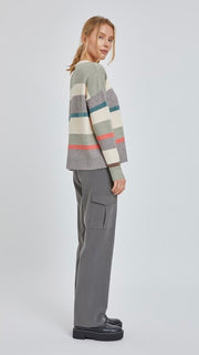 Mixed Stripe Marled Yarn Sweater
