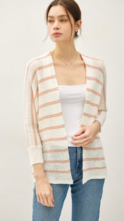 Dolman 3/4 Sleeve Stripe Cardigan