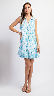 Soft Floral Drop Waist Ruffle Dress