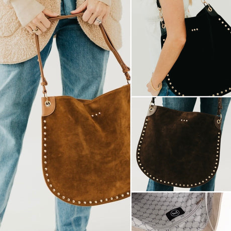 Rosalie Vegan Suede Studded Bag