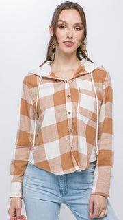 Buffalo Check Hooded Flannel Top