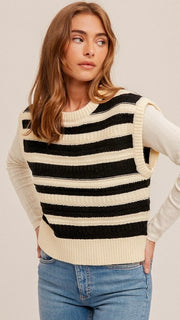 Striped Crop Sweater Vest
