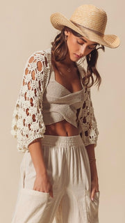 Boho Open Weave Crochet Sweater