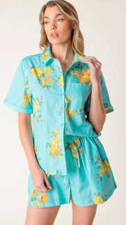 Cotton Floral Button Front Top