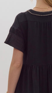 Contrast Stitch S/S Swing Dress