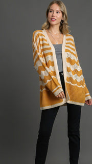 Wavy Stripe Slouch Open Cardigan