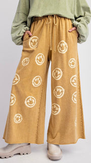 Smiley Wide Leg French Terry Pants