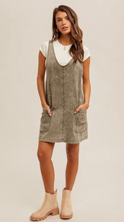 Mineral Wash Twill Jumper Dress