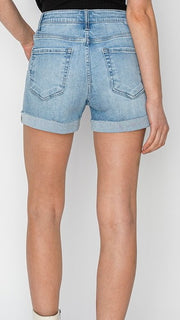 High Rise Frayed Cuff Destruct Shorts