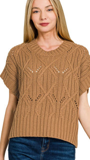 Cable Knit Dolman S/Slv Sweater Top