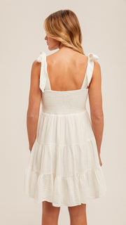 Tie Shoulder Crochet Bodice Dress