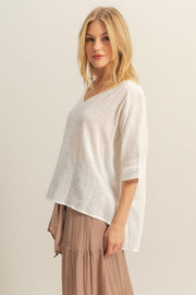 Lynn V-Neck Linen Look Top