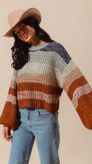 Multi-Stripe Marled Yarn Sweater