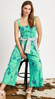 Embroidered Palm Tree Jumpsuit