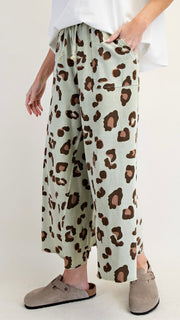 Leopard Mineral Wash Wide Leg Pant