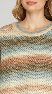 Ombre Stripe Drop Shoulder Sweater