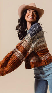 Multi-Stripe Marled Yarn Sweater