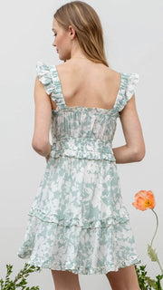 Floral Smocked Waist Ruffle Dress