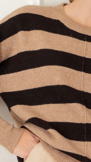 Stripe Crew Neck Drop Shoulder Sweater